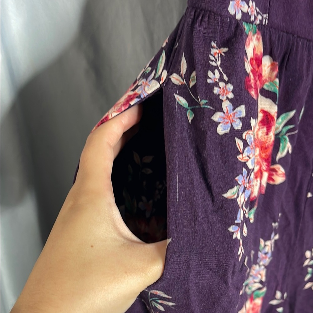 Xhilaration Purple and Red Floral Jumpsuit with Wide-Leg Design - Picture 6 of 8